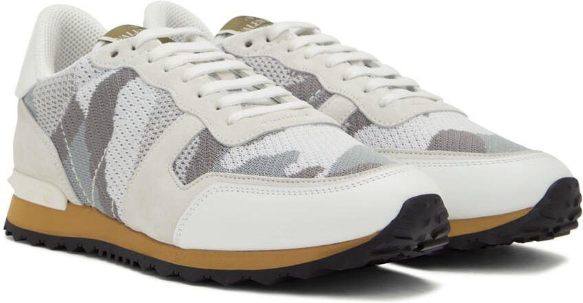 Valentino Garavani White  Gray Rockrunner Sneakers - Picture 2