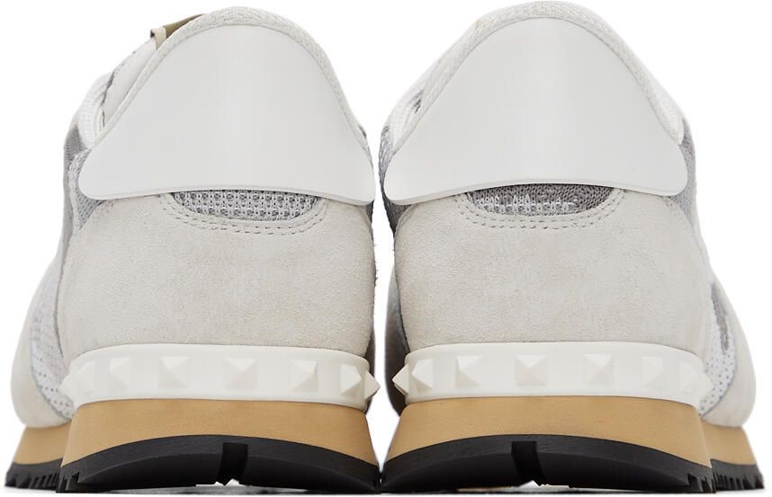 Valentino Garavani White  Grey Camo Mesh Rockrunner Sneakers - Picture 2