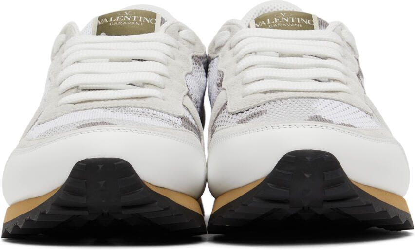 Valentino Garavani White  Grey Camouflage Rockrunner Sneakers - Picture 3