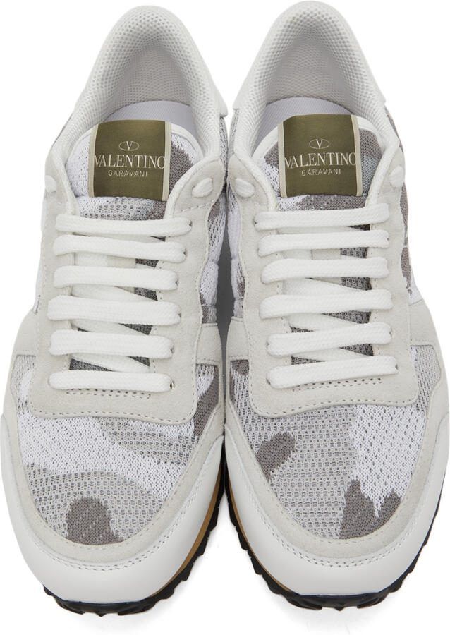 Valentino Garavani White  Grey Camouflage Rockrunner Sneakers