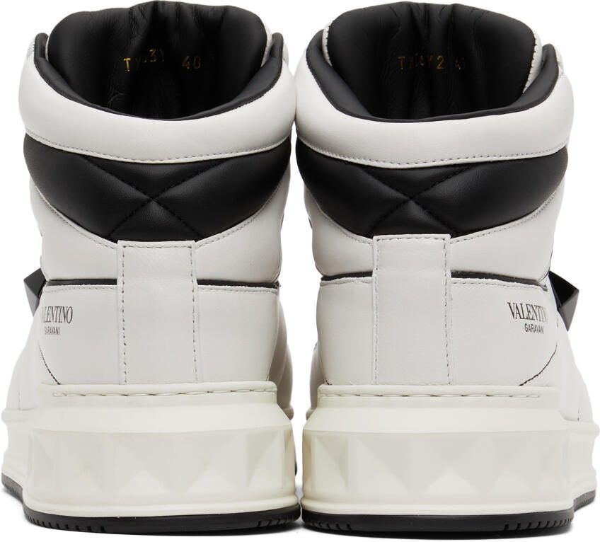 Valentino Garavani White  Grey Nappa One Stud Sneakers
