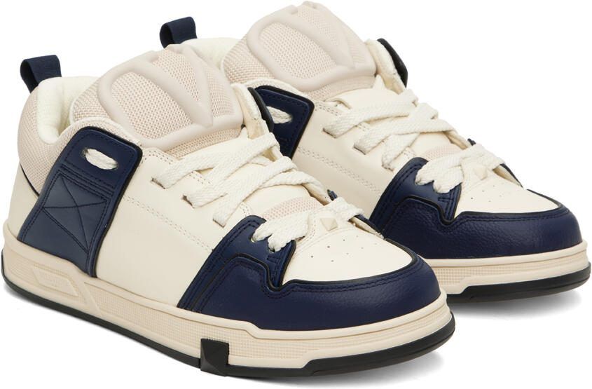 Valentino Garavani White  Navy Open Skate Sneakers