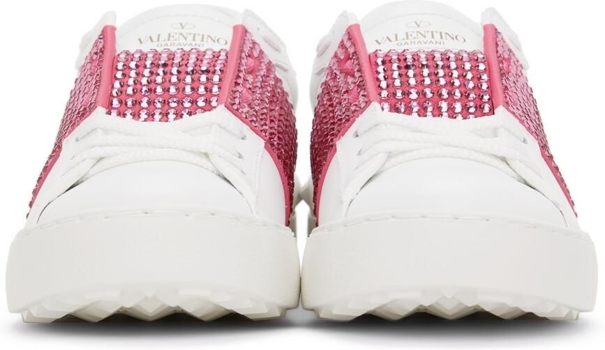 Valentino Garavani White  Pink Crystal Open Sneakers - Picture 2