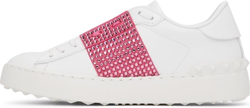Valentino Garavani White  Pink Crystal Open Sneakers - Picture 3
