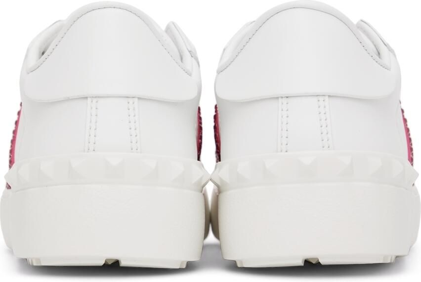 Valentino Garavani White  Pink Crystal Open Sneakers