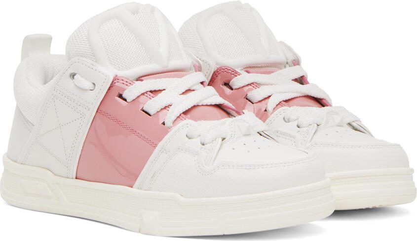 Valentino Garavani White  Pink Open Skate Sneakers - Picture 2