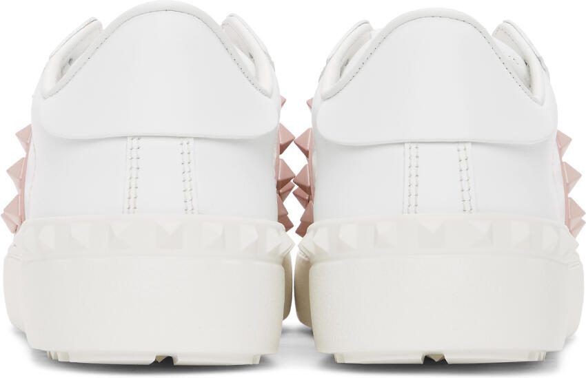 Valentino Garavani White  Pink Rockstud Open Sneakers - Picture 2
