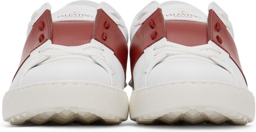 Valentino Garavani White  Red Leather Open Sneakers - Picture 3