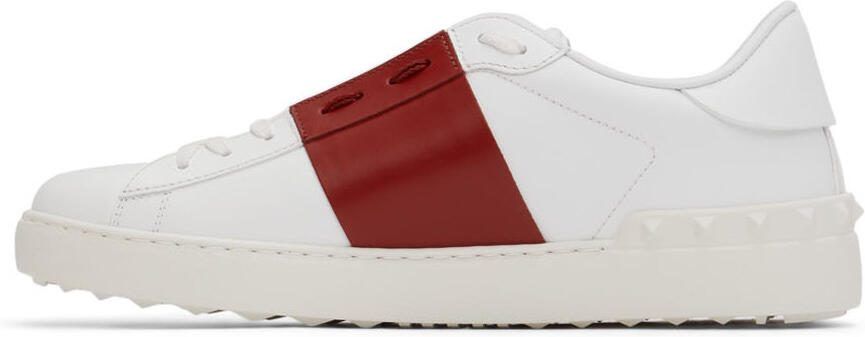 Valentino Garavani White  Red Leather Open Sneakers - Picture 4