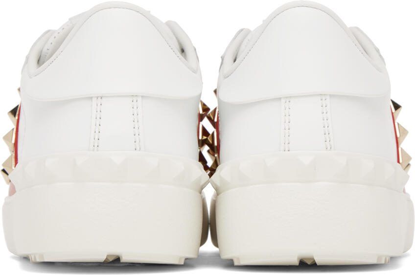 Valentino Garavani White  Red Rockstud Untitled Sneakers