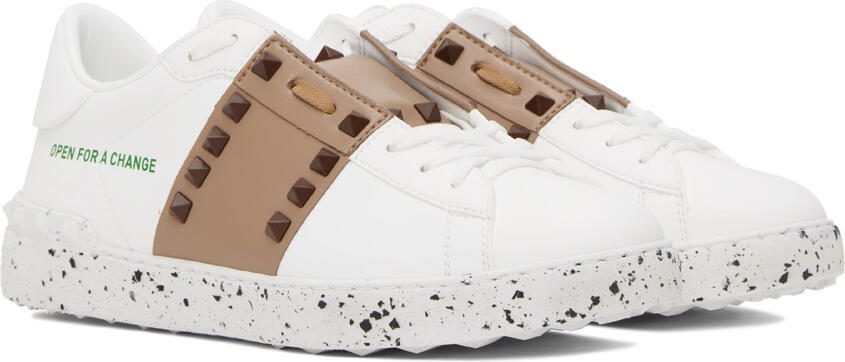 Valentino Garavani White  Tan 'Open For A Change' Sneakers - Picture 3