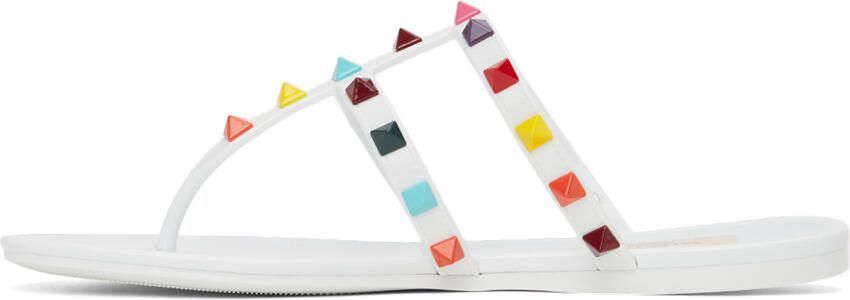 Valentino Garavani White Rockstud Slide Sandals - Picture 4