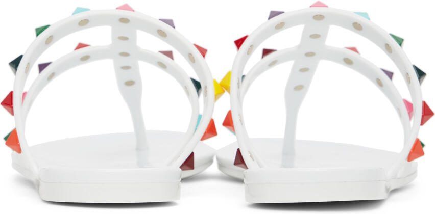 Valentino Garavani White Rockstud Slide Sandals - Picture 2