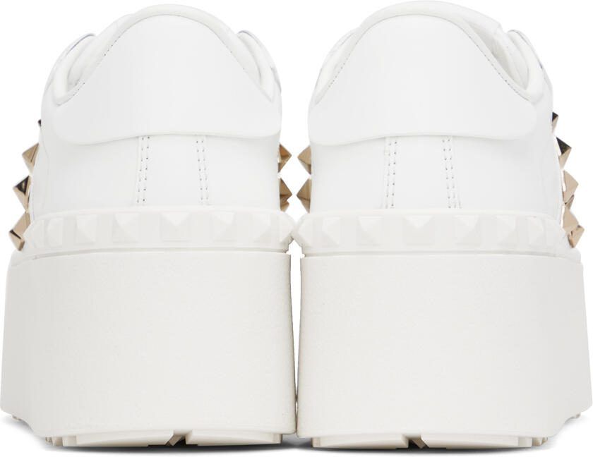 Valentino Garavani White Rockstud Untitled Flatform Sneakers