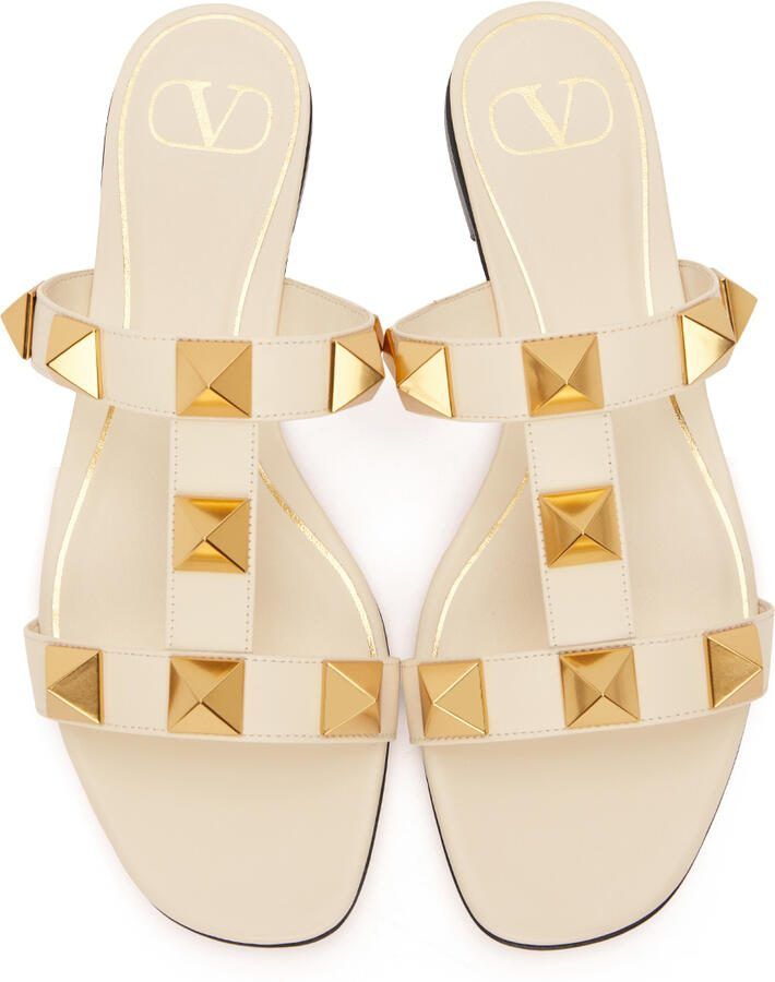 Valentino Garavani White Roman Stud Slides