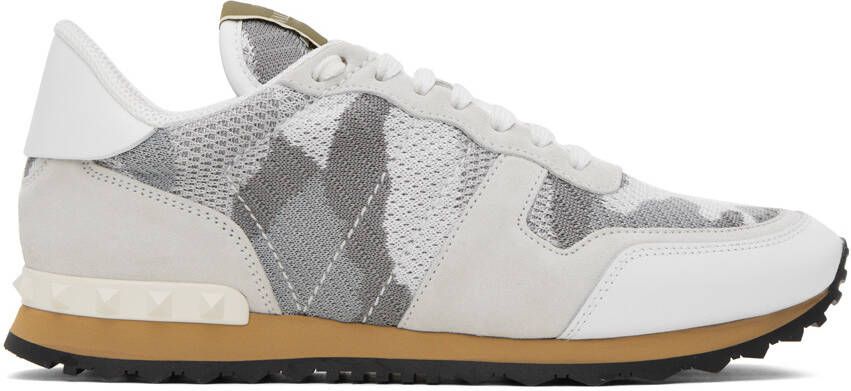Valentino Garavani White  Beige Rockrunner Sneakers