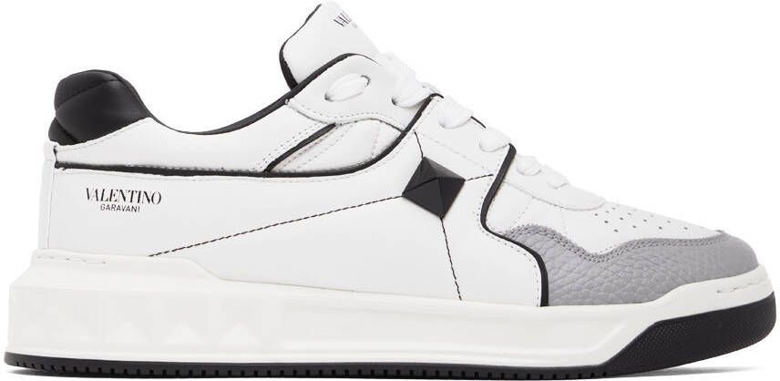 Valentino Garavani White  Black One Stud Sneakers - Picture 5