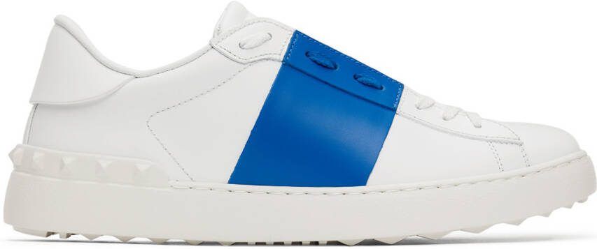 Valentino Garavani White  Blue Calfskin Open Sneakers - Picture 5