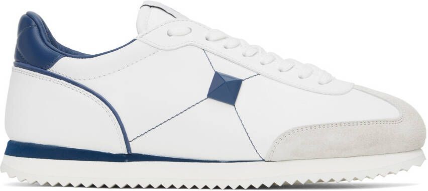 Valentino Garavani White  Blue Stud Around Sneakers - Picture 5