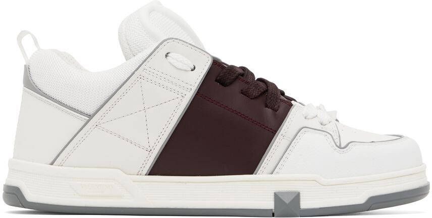 Valentino Garavani White  Burgundy Open Skate Low-Top Sneakers - Picture 4