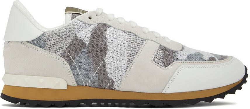 Valentino Garavani White  Gray Rockrunner Sneakers - Picture 5