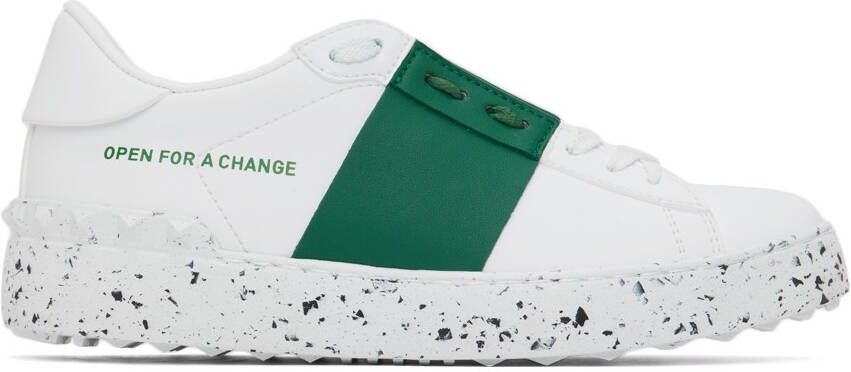 Valentino Garavani White  Green Open For A Change Sneakers