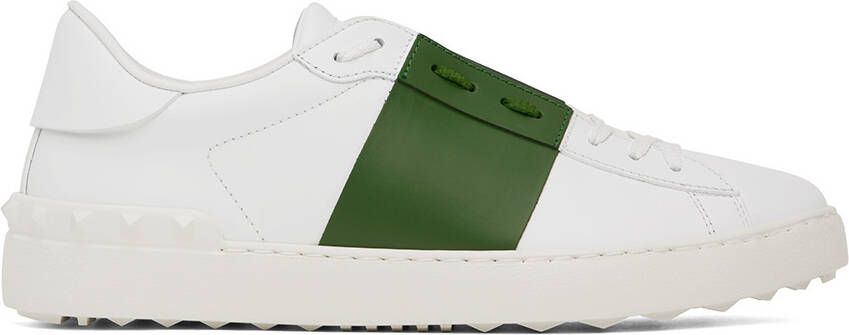 Valentino Garavani White  Green Open Sneakers