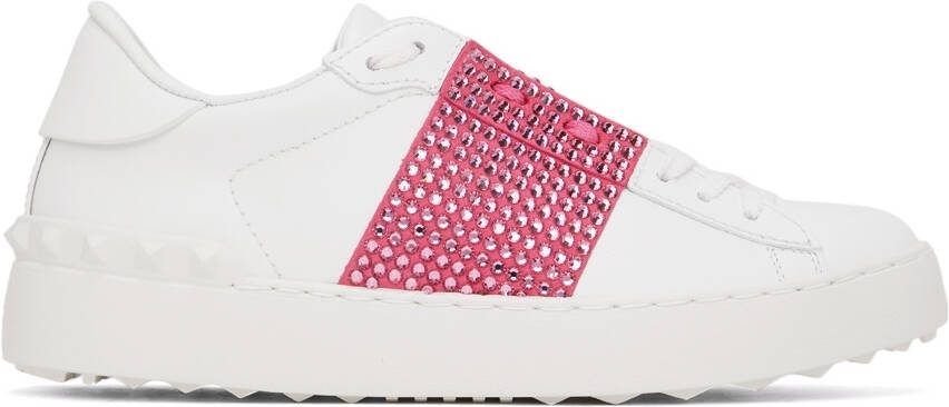 Valentino Garavani White  Pink Crystal Open Sneakers - Picture 4