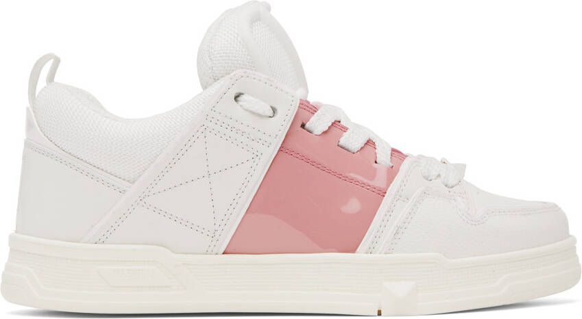 Valentino Garavani White  Pink Open Skate Sneakers - Picture 5