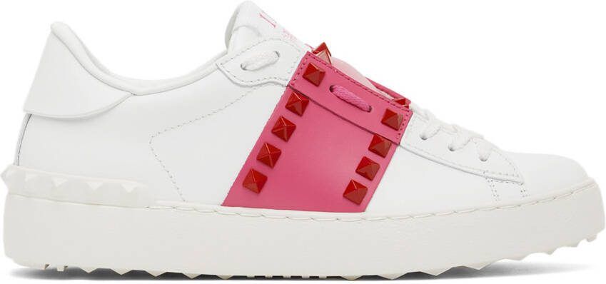 Valentino Garavani White  Pink Untitled Open Sneakers