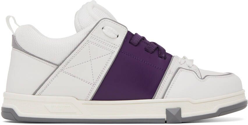 Valentino Garavani White  Purple Open Skate Sneakers - Picture 5