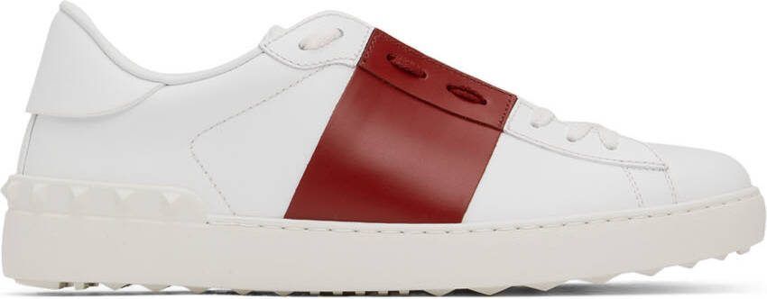 Valentino Garavani White  Red Leather Open Sneakers - Picture 5