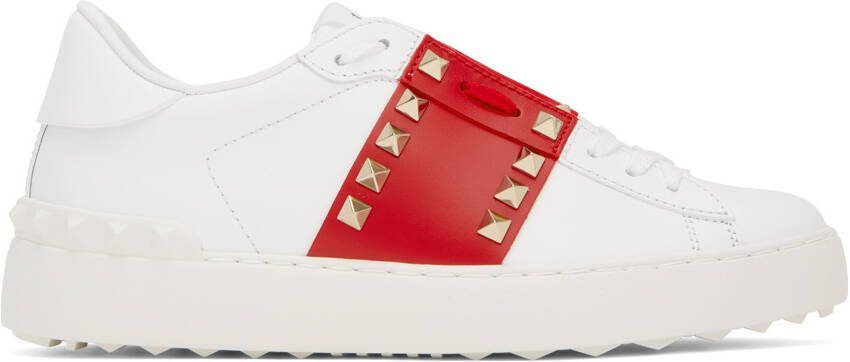Valentino Garavani White  Red Rockstud Untitled Sneakers - Picture 4