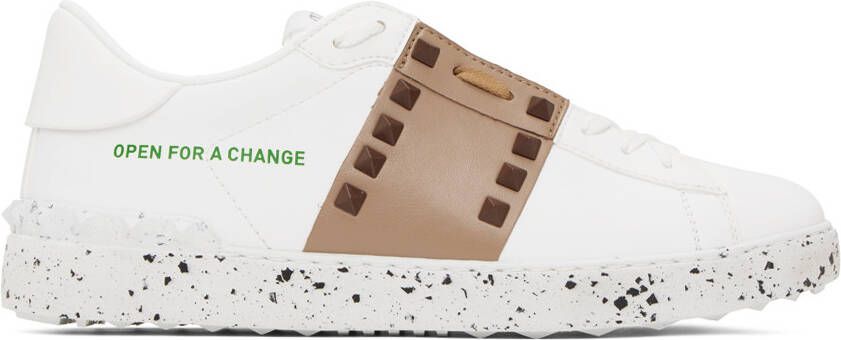 Valentino Garavani White  Tan 'Open For A Change' Sneakers - Picture 5