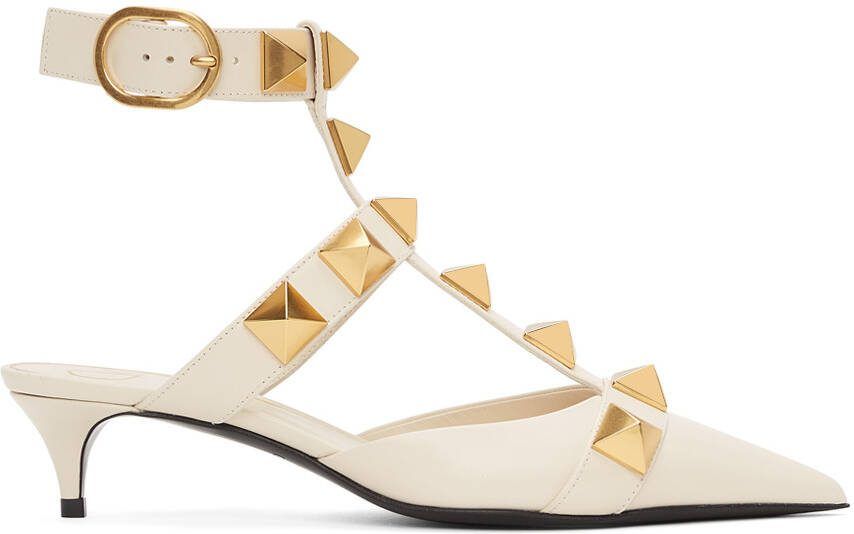 Valentino Garavani White Medium Roman Stud Heels - Picture 5