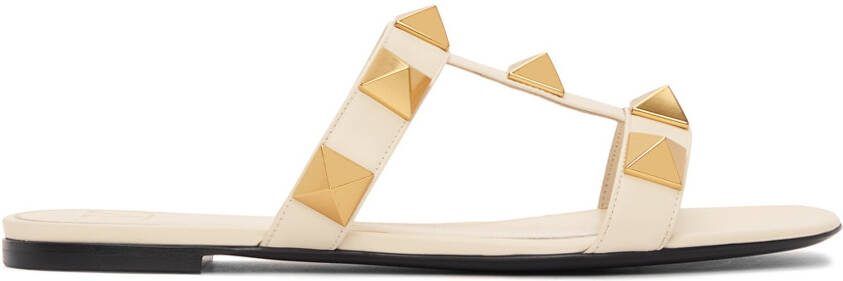 Valentino Garavani White Roman Stud Slides - Picture 5