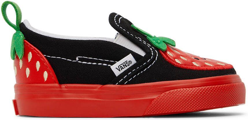 Vans Baby Black  Red Slip-On V Berry Sneakers - Picture 4