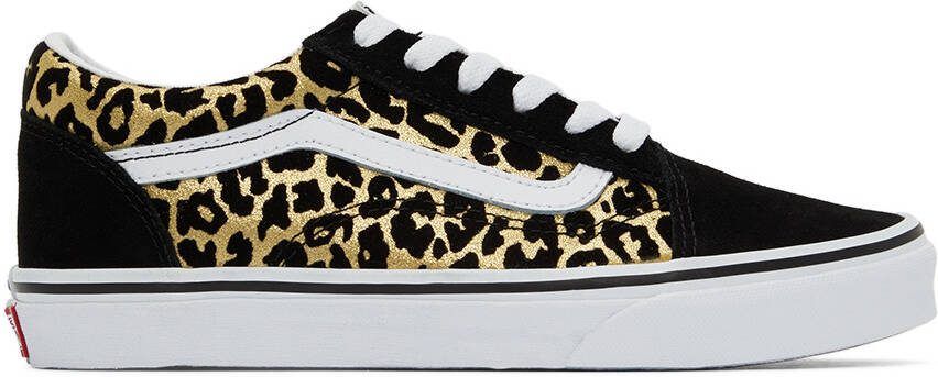 Vans Kids Black  Gold Leopard Old Skool Big Kids Sneakers - Picture 5