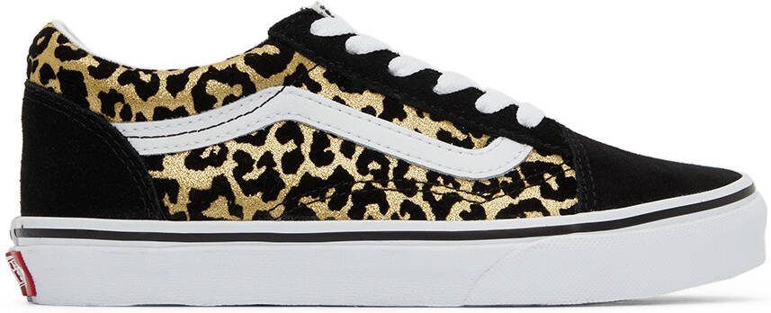 Vans Kids Black  Gold Leopard Old Skool Little Kids Sneakers - Picture 5