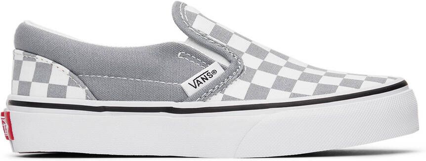 Vans Kids Gray  White Classic Slip-On Little Kids Sneakers - Picture 2