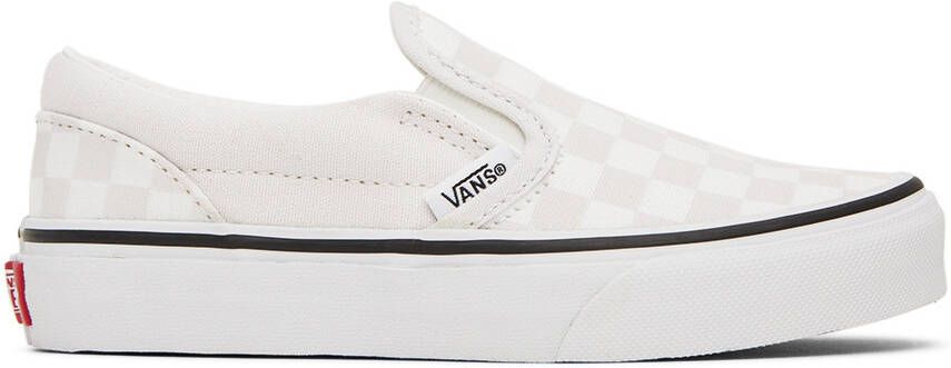 Vans Kids White  Beige Classic Slip-On Little Kids Sneakers - Picture 5