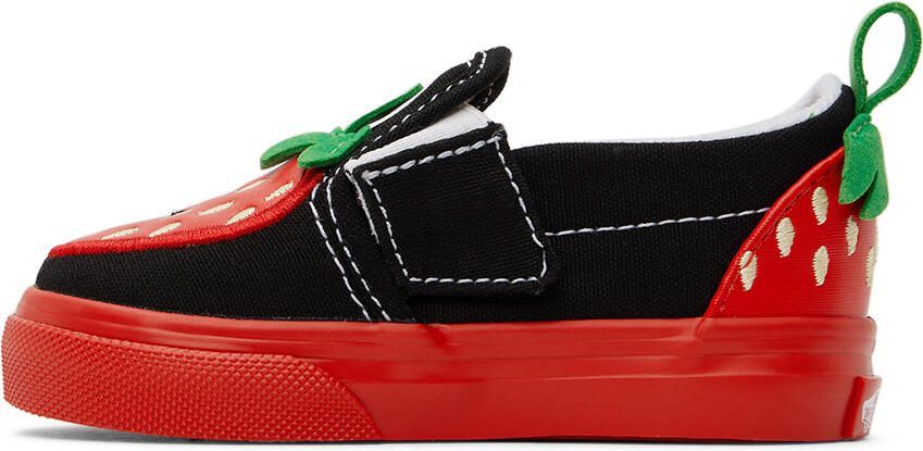 Vans Baby Black  Red Slip-On V Berry Sneakers - Picture 3