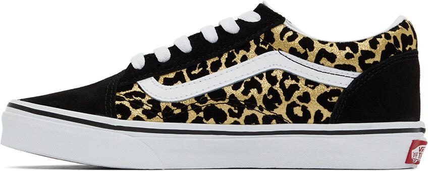 Vans Kids Black  Gold Leopard Old Skool Big Kids Sneakers - Picture 3