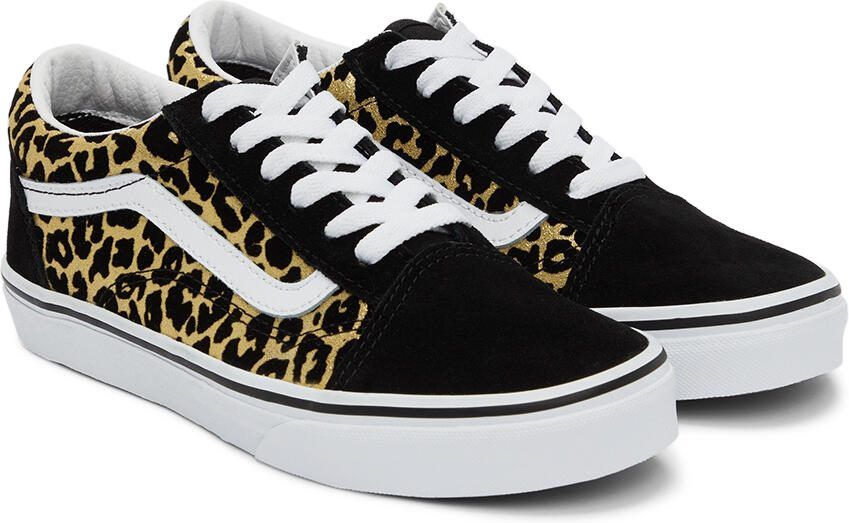Vans Kids Black  Gold Leopard Old Skool Big Kids Sneakers