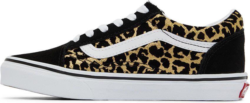 Vans Kids Black  Gold Leopard Old Skool Little Kids Sneakers - Picture 3