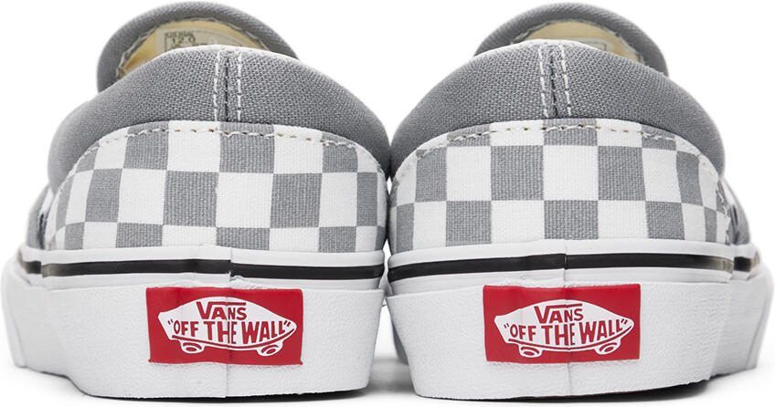 Vans Kids Gray  White Classic Slip-On Little Kids Sneakers - Picture 4