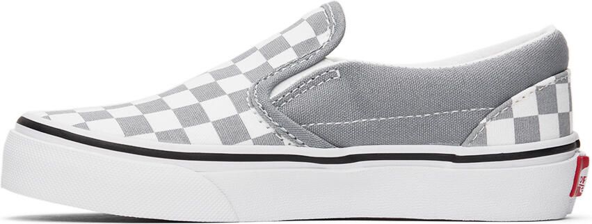 Vans Kids Gray  White Classic Slip-On Little Kids Sneakers - Picture 3