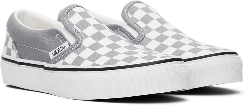 Vans Kids Gray  White Classic Slip-On Little Kids Sneakers
