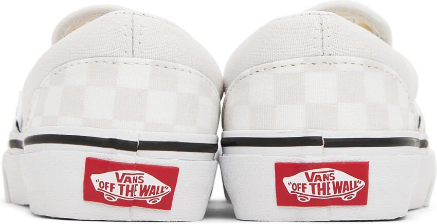 Vans Kids White  Beige Classic Slip-On Little Kids Sneakers