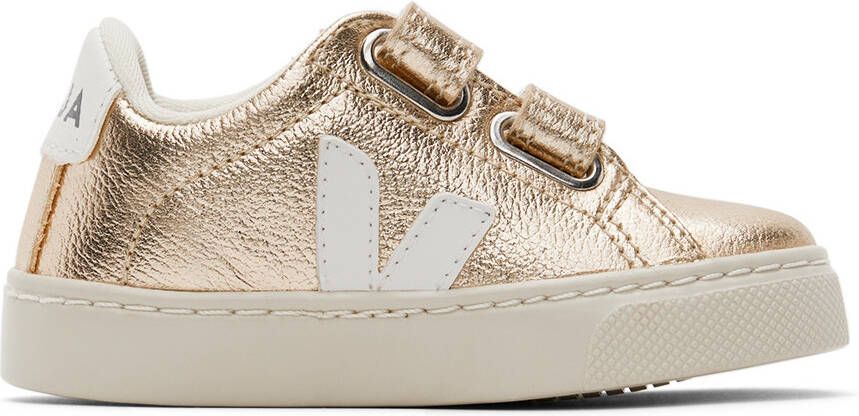 VEJA Baby Gold  White Leather Esplar Sneakers - Picture 2